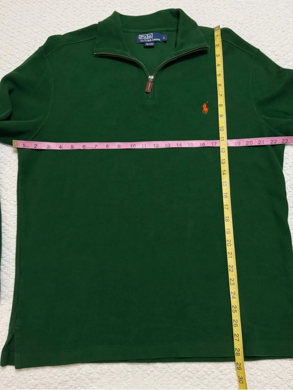 Polo Ralph Lauren Quarter Zip Pullover Green Cotton Men’s Size Large